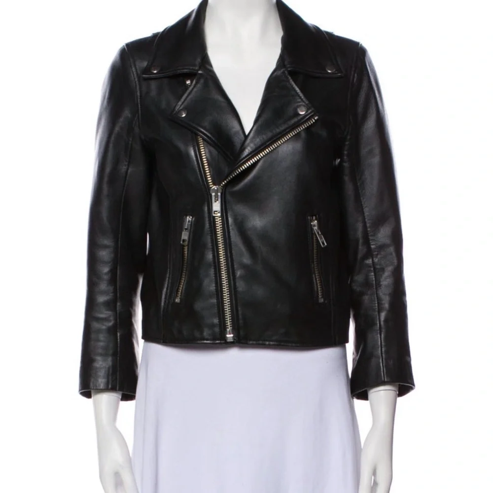 Ganni Classic Black Leather Jacket - Picture 2 of 4